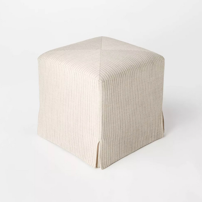 Lynwood Slipcover Cube Ottoman Gray
