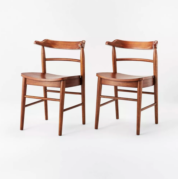 2pk Kaysville Curved Back Wood Dining Chairs Walnut