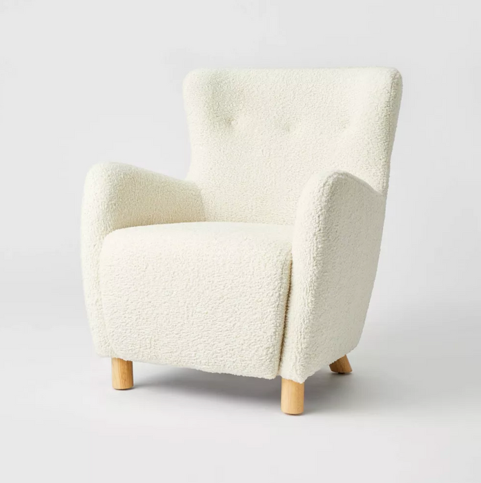 Kessler Wingback Accent Chair Cream Faux Shearling