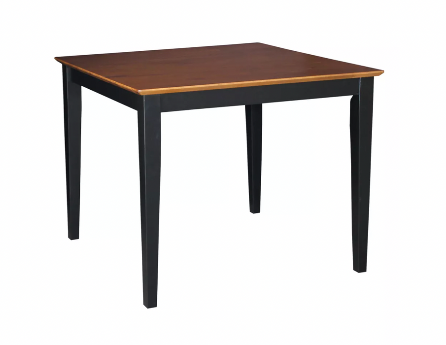 36" Square Solid Wood Top Dining Table with Shaker Legs Black/Brown