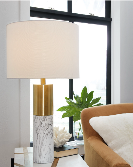 Samney - Gold Finish / White - Metal Table Lamp (Set of 2)