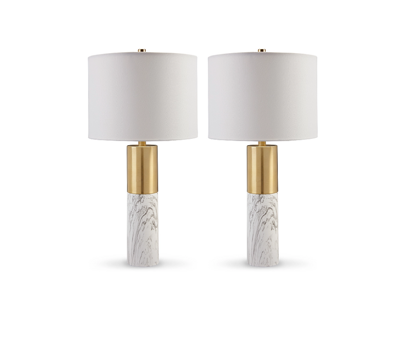 Samney - Gold Finish / White - Metal Table Lamp (Set of 2)