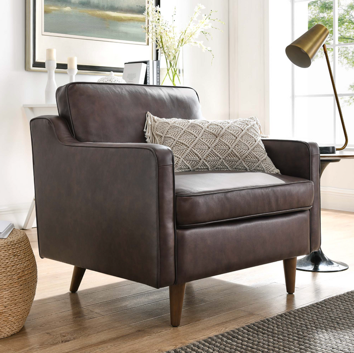 Impart Genuine Leather Armchair in Brown