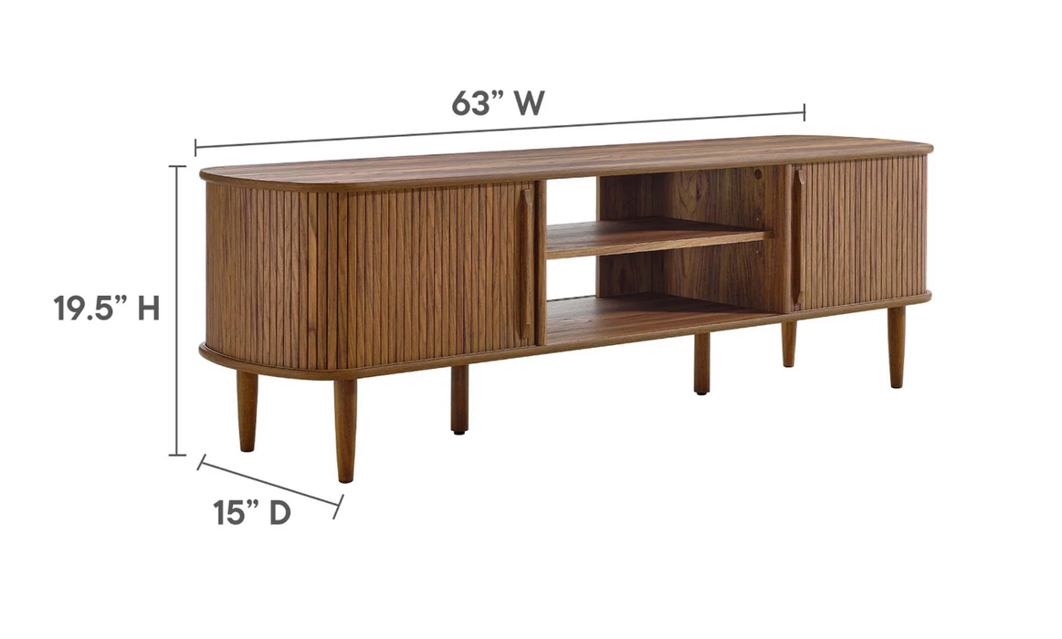 Contour 63 Wood TV Stand in Walnut
