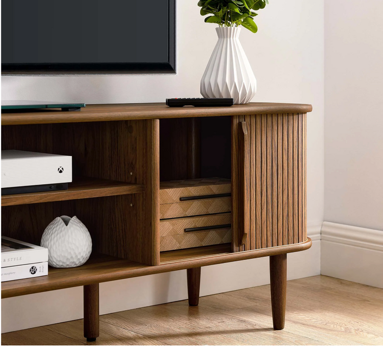 Contour 63 Wood TV Stand in Walnut