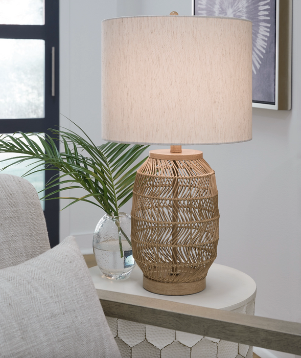 Orenman - Light brown - Rattan Table Lamp (Set of 2)