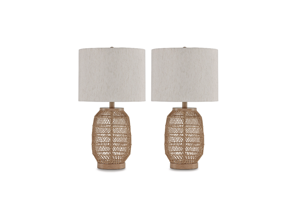 Orenman - Light brown - Rattan Table Lamp (Set of 2)