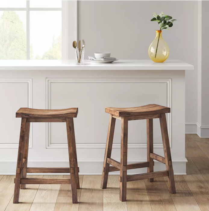 Halifax Farmhouse Wood Counter Height Barstool Brown