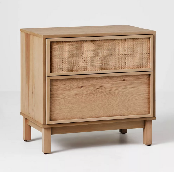 Wood & Cane Transitional Nightstand Natural