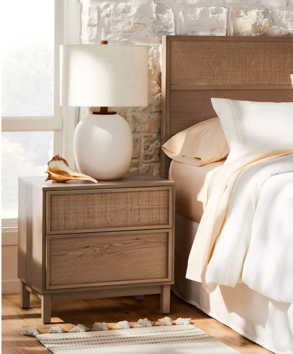 Wood & Cane Transitional Nightstand Natural