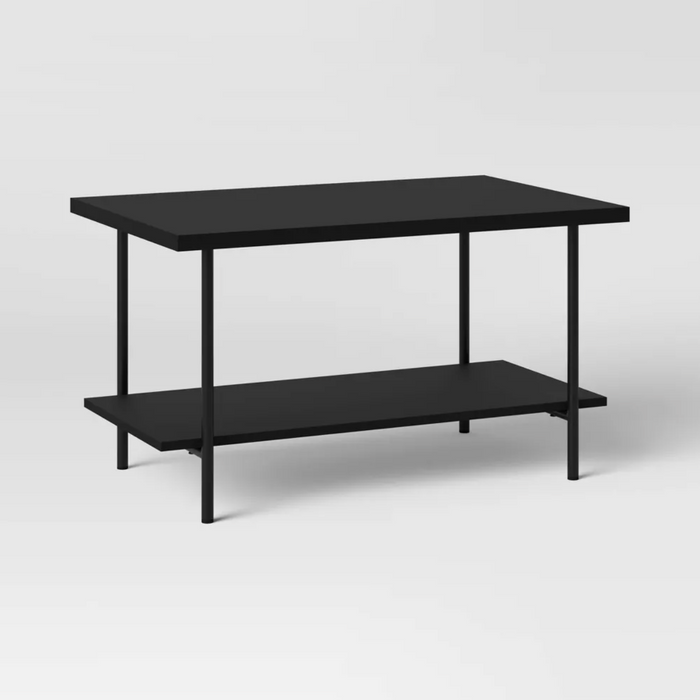 Wood and Metal Coffee Table Black