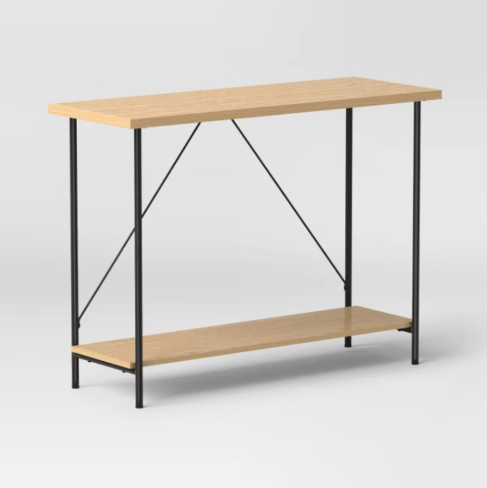 Wood and Metal Console Table Natural