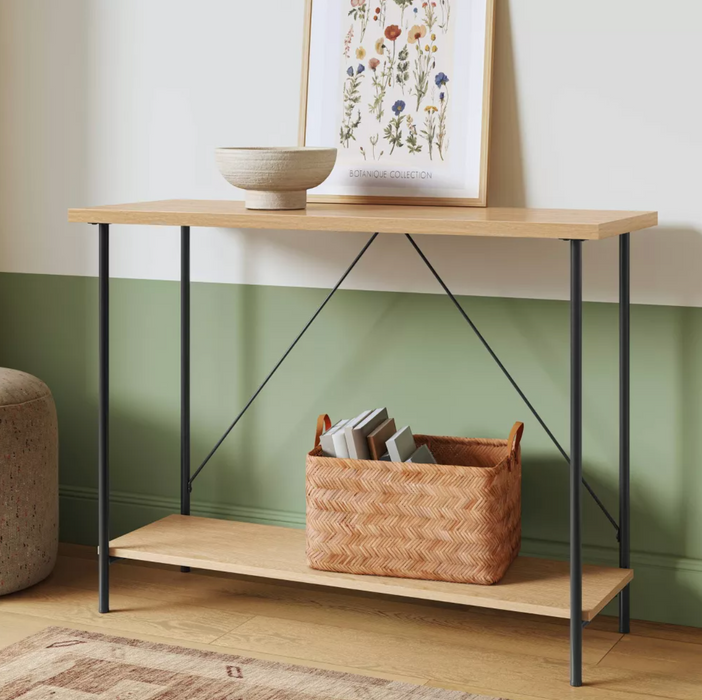 Wood and Metal Console Table Natural
