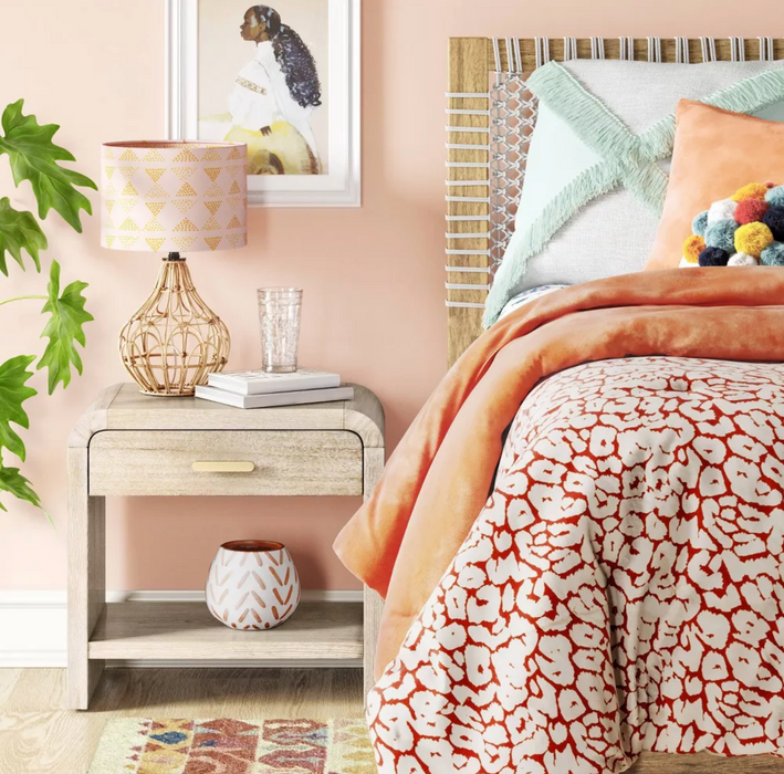 Zebrina Wood Nightstand with Drawer Natural