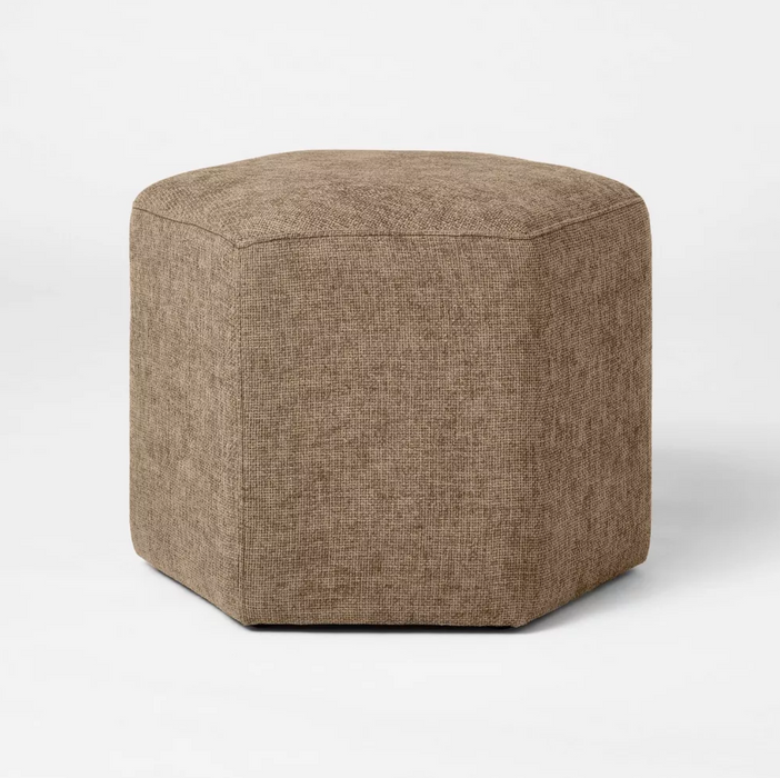 Hex Upholstered Ottoman Tan