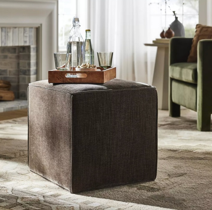 Lynwood Square Upholstered Cube Light Brown