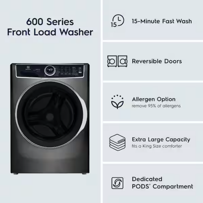 Electrolux - 4.5 Cu.Ft. Stackable Front Load Washer with Steam and SmartBoost Wash System - Titanium