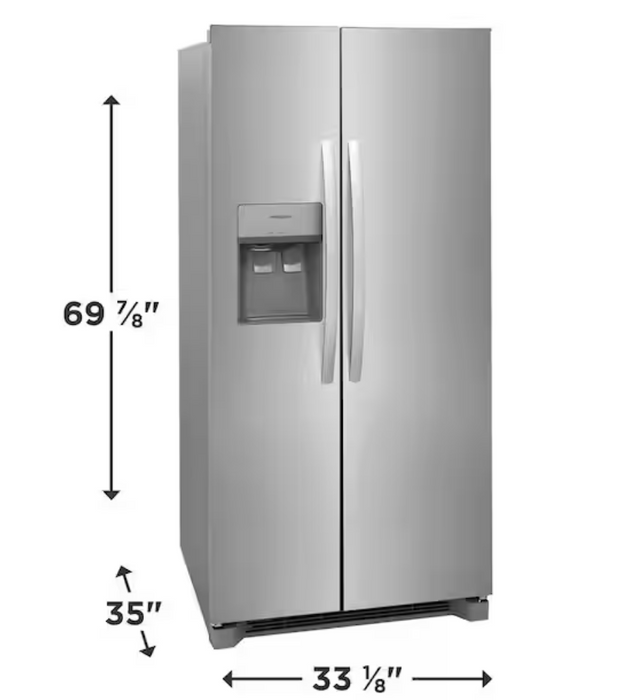 Frigidaire - 22.3 Cu. Ft. 33'' Standard Depth Side by Side Refrigerator - Stainless Steel