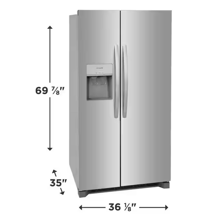 Frigidaire - 25.6 Cu. Ft. 36'' Standard Depth Side by Side Refrigerator - Stainless Steel