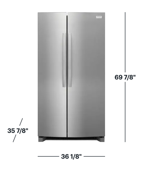 Frigidaire - Gallery 36 in. 26 cu. ft. Standard Depth Side-by-Side Refrigerator in Stainless Steel with Internal Water Dispenser