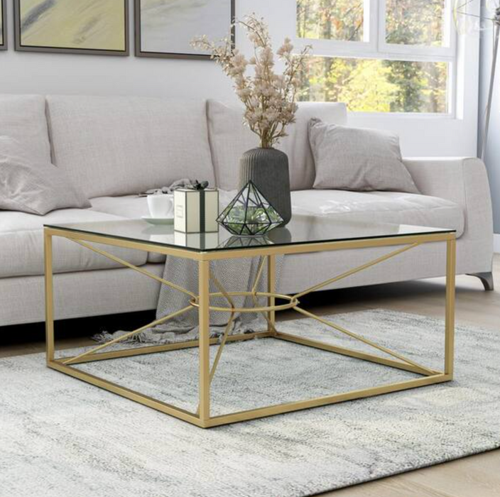 Techna Glass Top Coffee Table Gold Coating/Clear