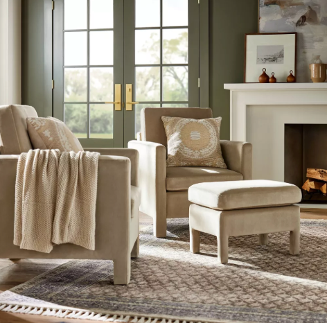 Bellfield Fully Upholstered Accent Chair Light Brown Velvet