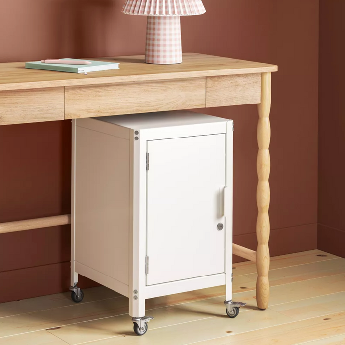 Dorm Metal Rolling Locker Storage Cabinet with Lock Chalk White