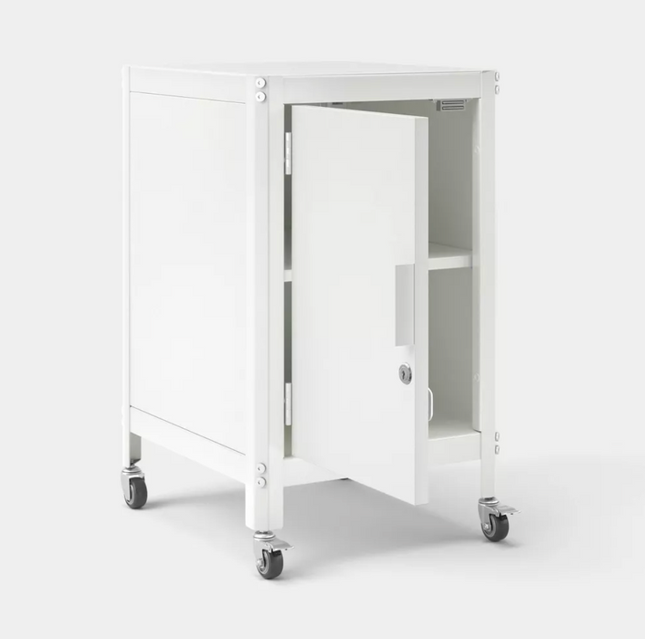 Dorm Metal Rolling Locker Storage Cabinet with Lock Chalk White