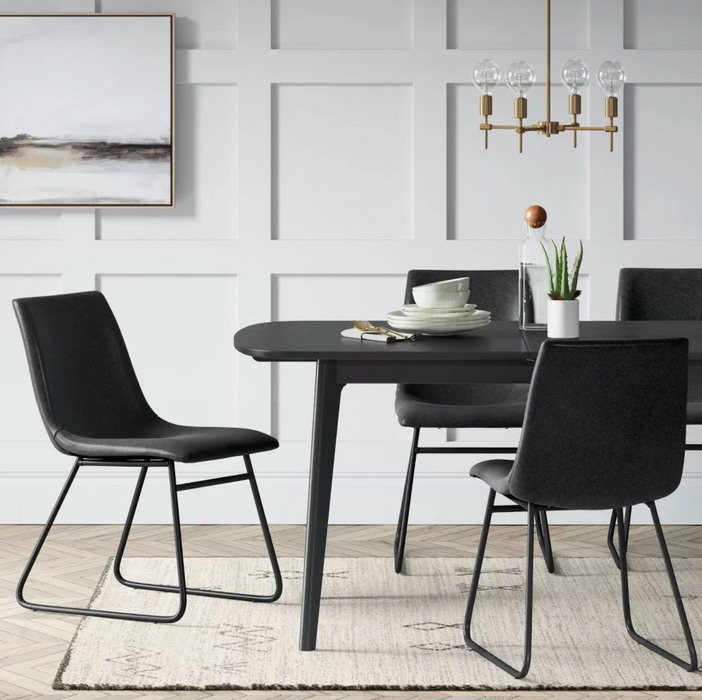 2pk Bowden Faux Leather Dining Chairs Black