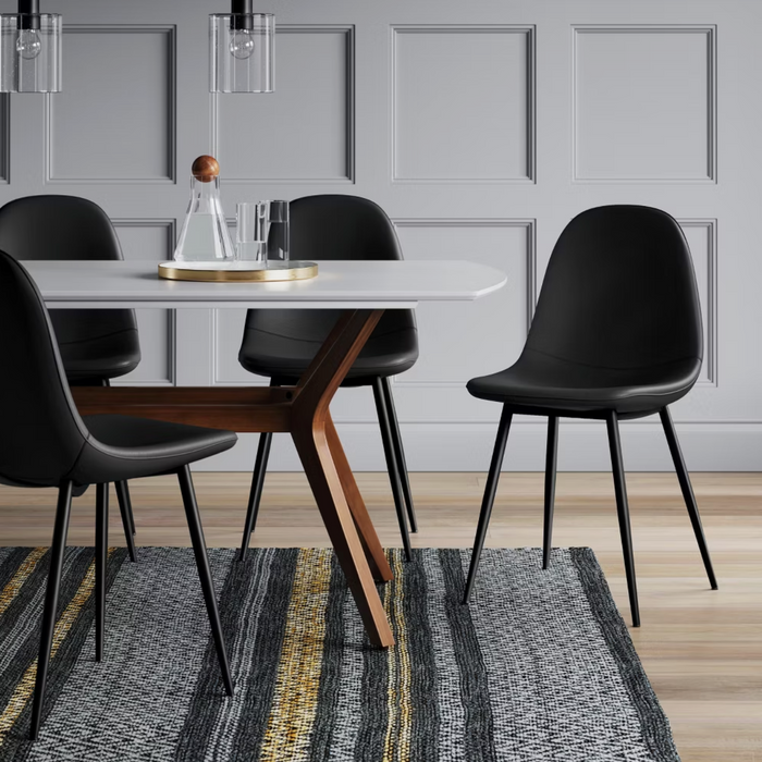 2pk Copley Dining Chairs Faux Leather Midnight Black