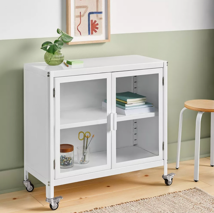 2 Door Metal Rolling Locker Storage Cabinet Chalk White