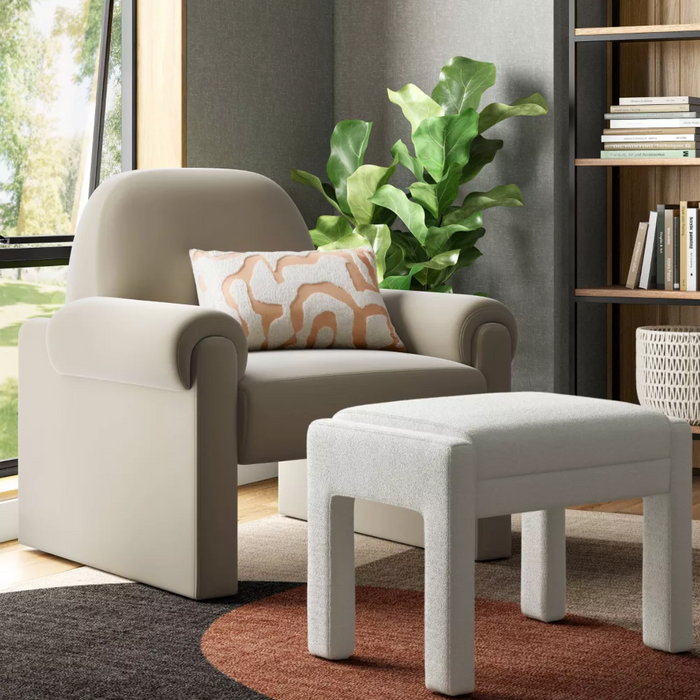 Sculptural Accent Chair Velvet Tan
