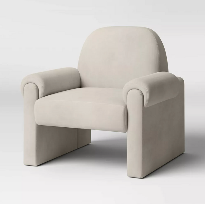 Sculptural Accent Chair Velvet Tan