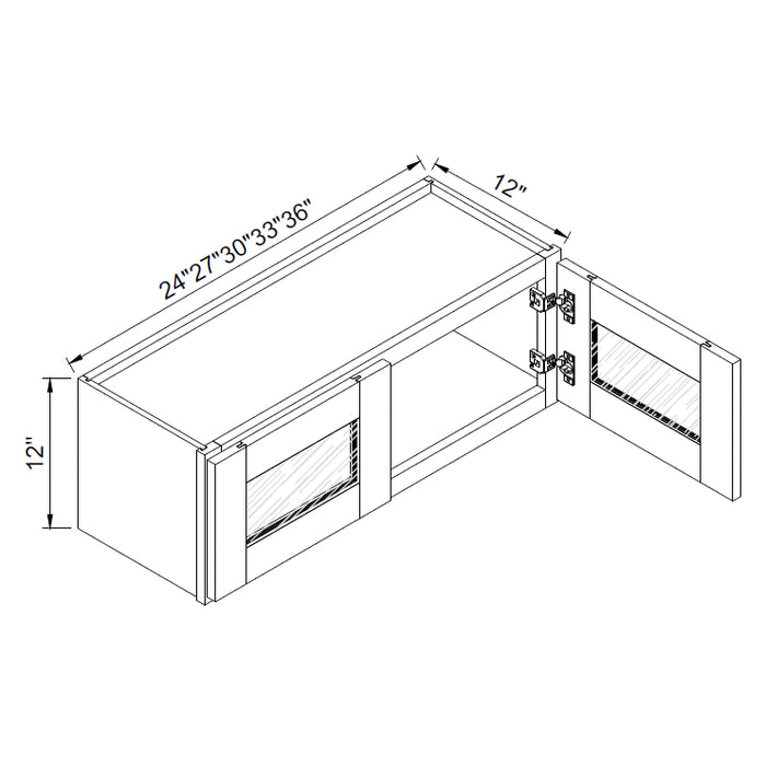 TA Cabinetry - 12-Inch High Double Glass Door Wall Cabinet