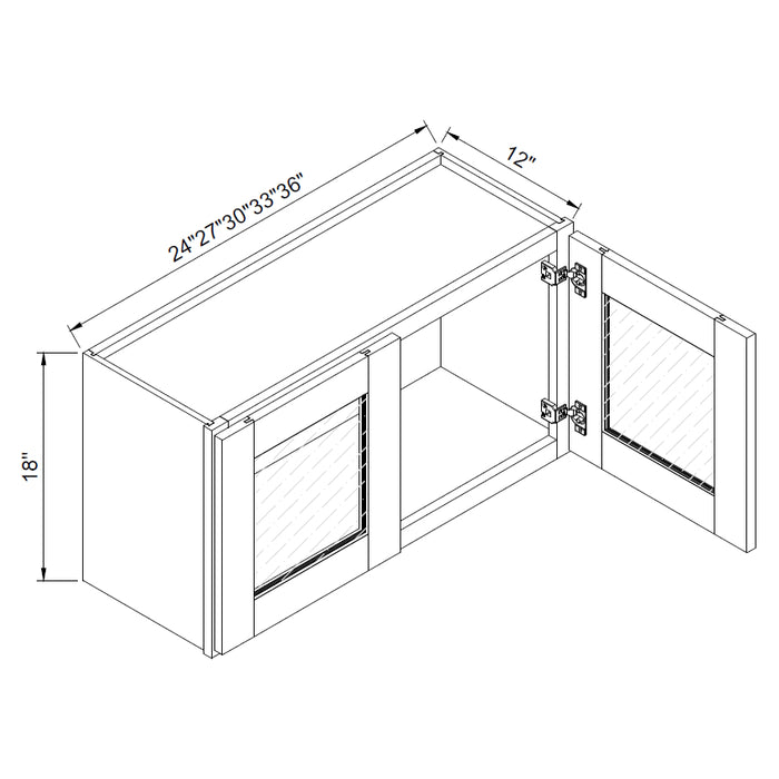 TA Cabinetry - 18-Inch High Double Glass Door Wall Cabinet