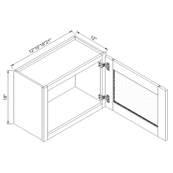 TA Cabinetry - 18-Inch High Single Glass Door Wall Cabinet