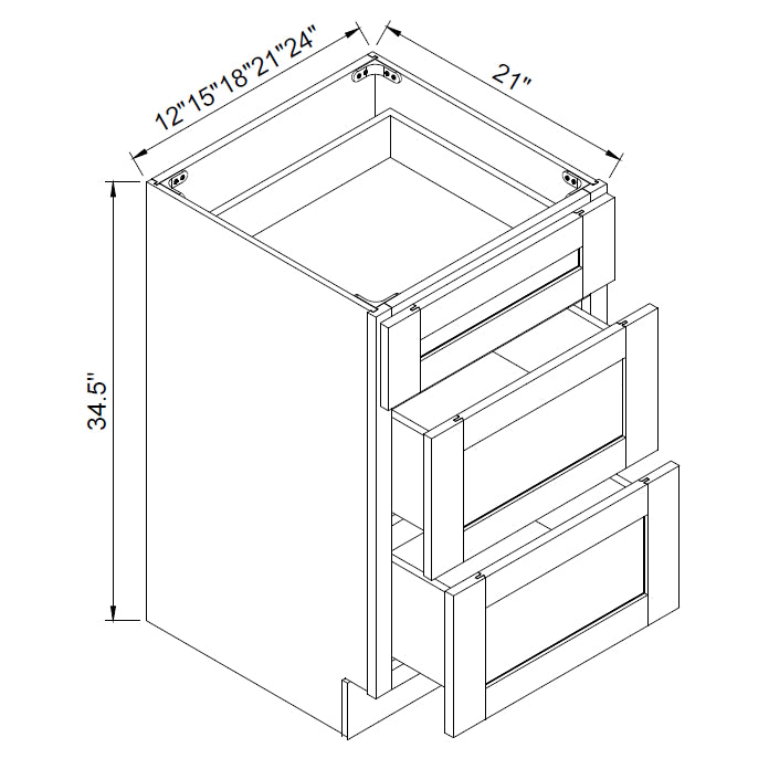 TA Cabinetry - 3-Drawer Vanity Base Cabinet