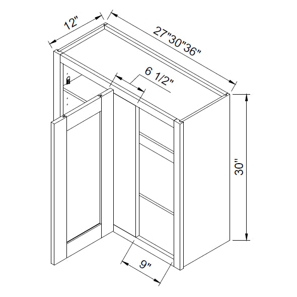 TA Cabinetry - 30-Inch High Blind Corner Wall Cabinet