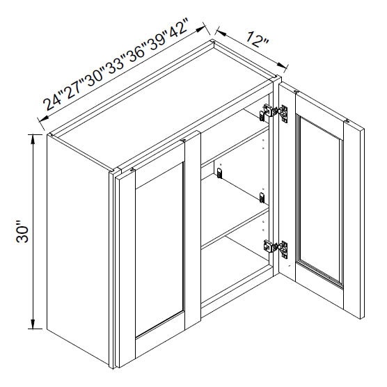 TA Cabinetry - 30-Inch High Double Door Wall Cabinet