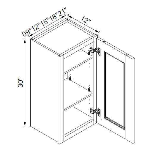 TA Cabinetry - 30-Inch High Single Door Wall Cabinet