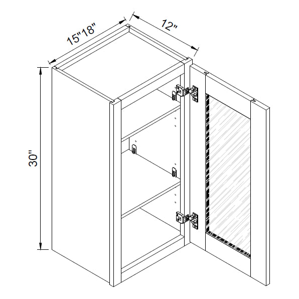 TA Cabinetry - 30-Inch High Single Glass Door Wall Cabinet