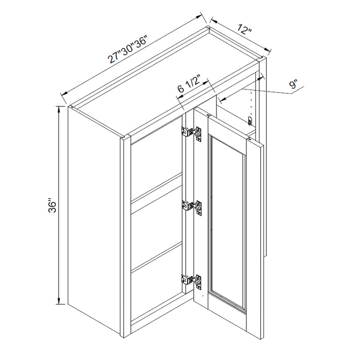 TA Cabinetry - 36-Inch High Blind Corner Wall Cabinet