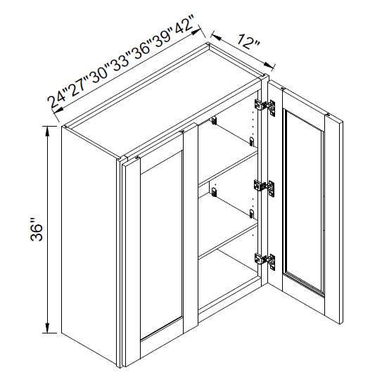 TA Cabinetry - 36-Inch High Double Door Wall Cabinet