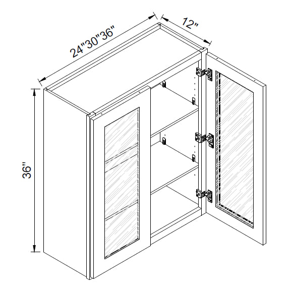 TA Cabinetry - 36-Inch High Double Glass Door Wall Cabinet