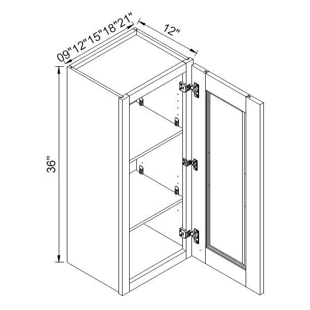 TA Cabinetry - 36-Inch High Single Door Wall Cabinet