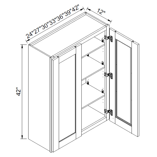 TA Cabinetry - 42-Inch High Double Door Wall Cabinet
