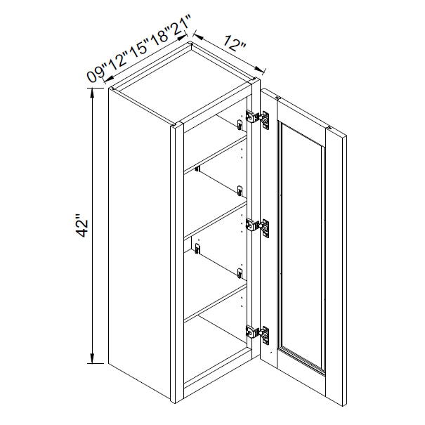 TA Cabinetry - 42-Inch High Single Door Wall Cabinet
