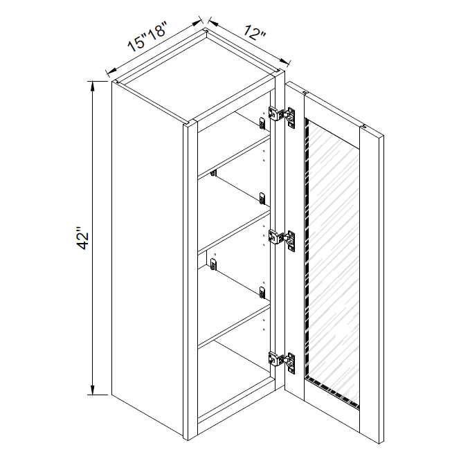 TA Cabinetry - 42-Inch High Single Glass Door Wall Cabinet