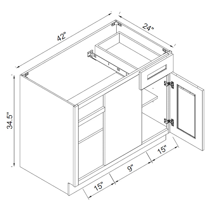 TA Cabinetry - 42 Inch Blind Corner Base Cabinet