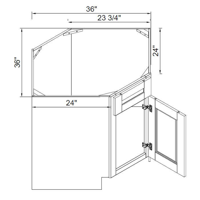 TA Cabinetry - Diagonal Sink Base Cabinet